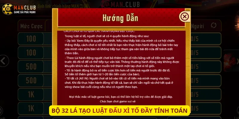 Bộ 32 lá tạo luật đấu Xì Tố đầy tính toán