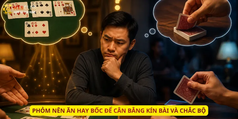 Phỏm nên ăn hay bốc để cân bằng kín bài và chắc bộ
