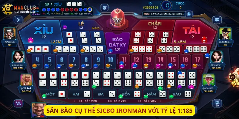 Săn Bão cụ thể Sicbo Ironman với tỷ lệ 1:185