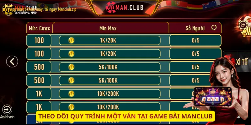Theo dõi quy trình một ván tại game bài Manclub